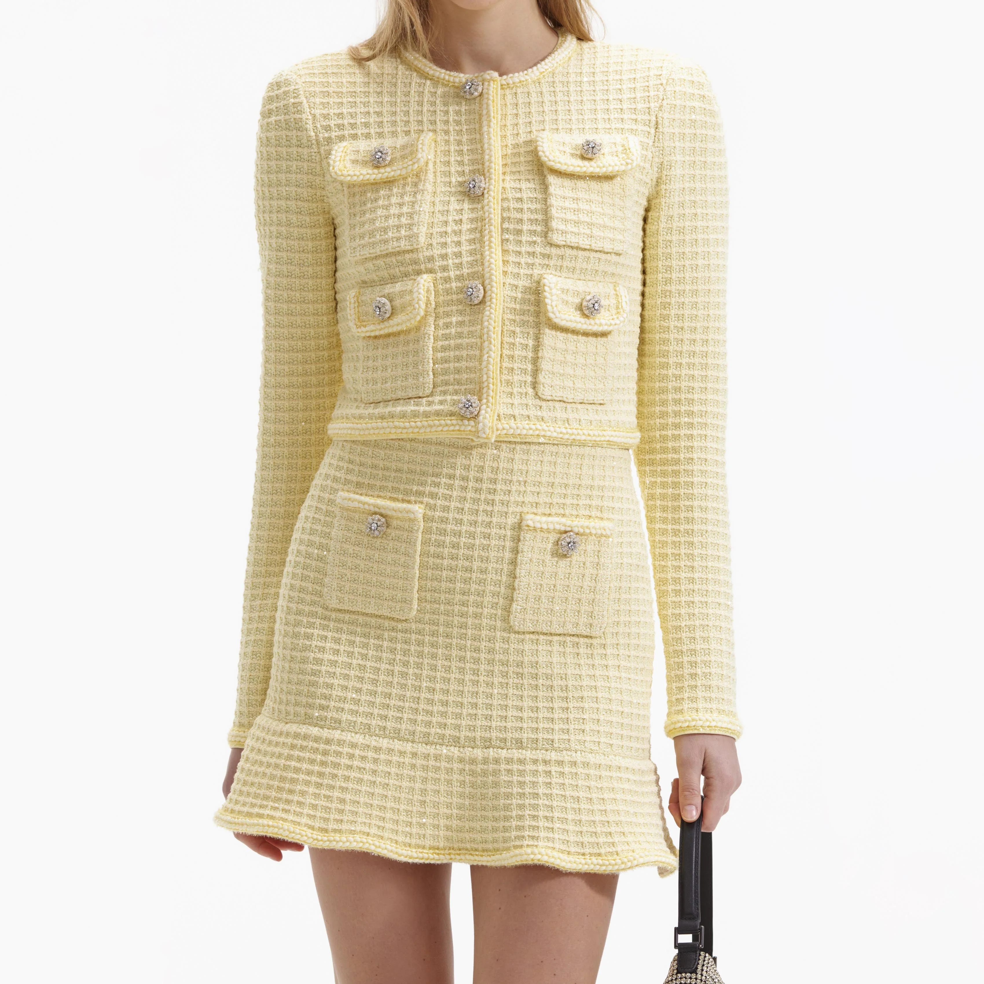 Yellow Textured Knit Jacket - Image 4